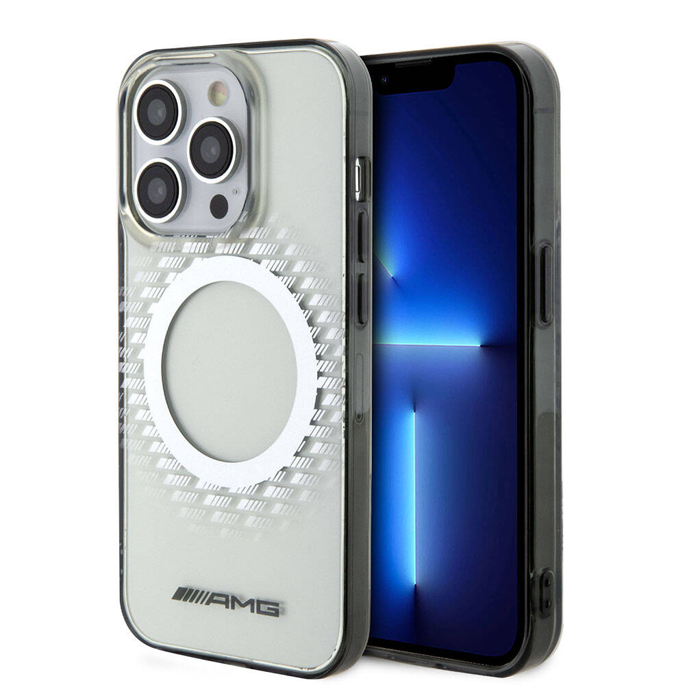 iPhone 15 Pro Max Kılıf AMG Orijinal Lisanslı M-safe Şarj Özellikli Eşkenar Dörtgen Desenli Transparan Kılıf