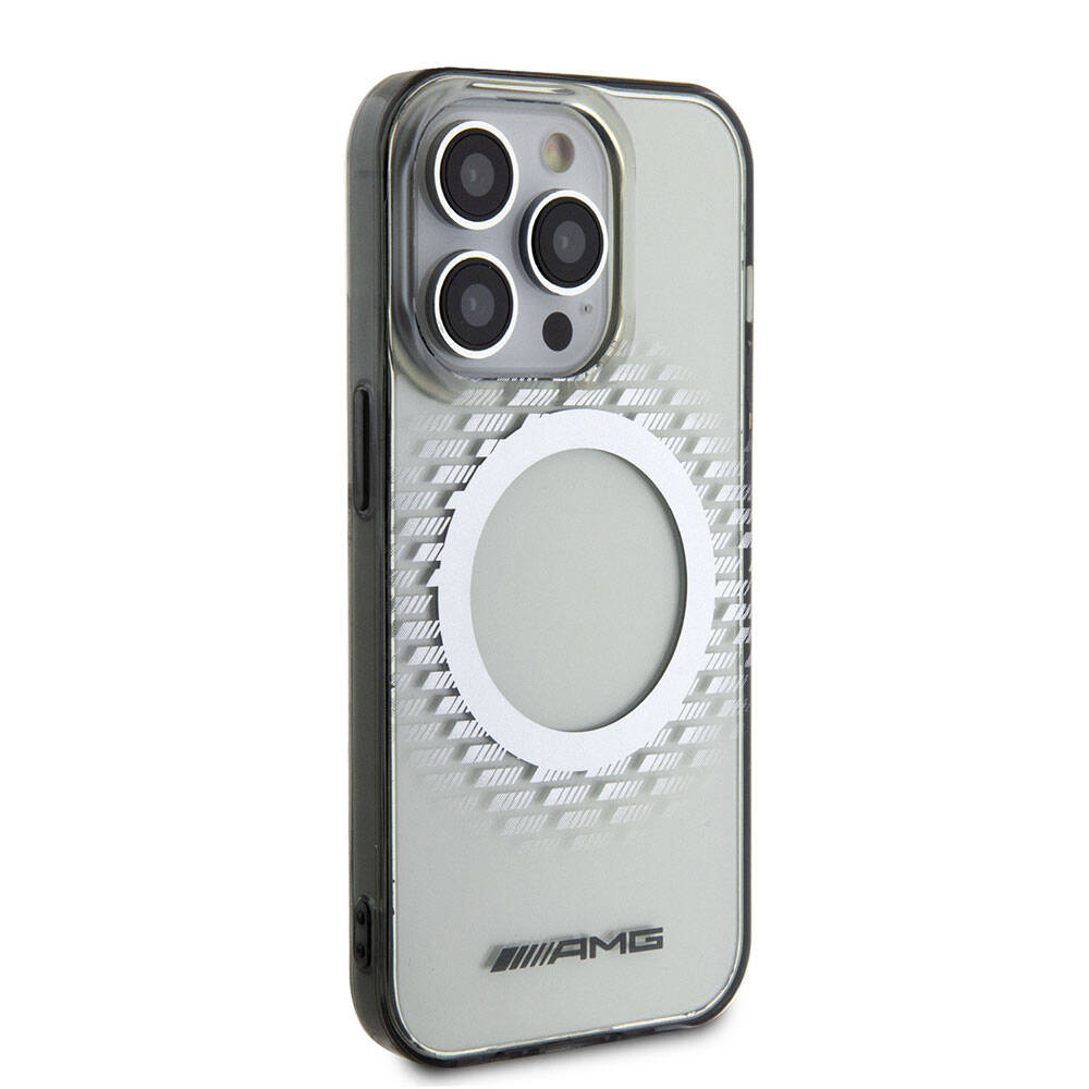 iPhone 15 Pro Max Kılıf AMG Orijinal Lisanslı M-safe Şarj Özellikli Eşkenar Dörtgen Desenli Transparan Kılıf