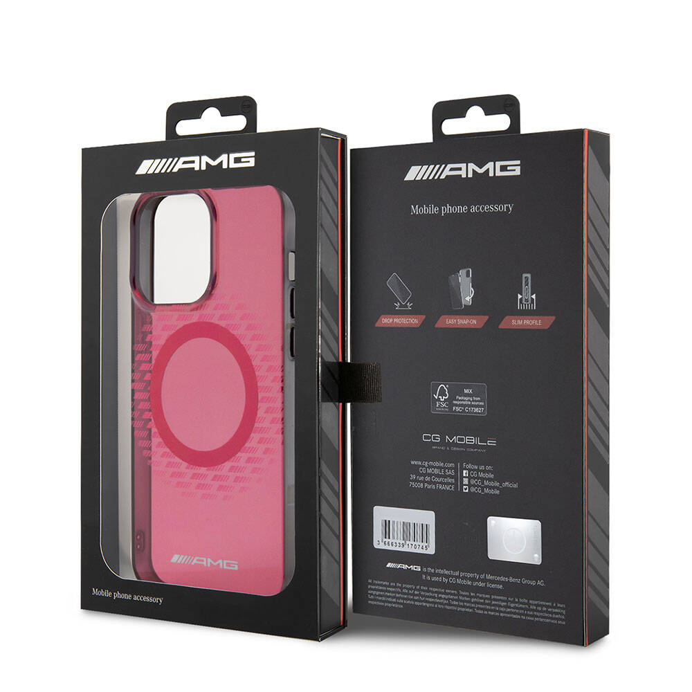 iPhone 15 Pro Max Kılıf AMG Orijinal Lisanslı M-safe Şarj Özellikli Eşkenar Dörtgen Desenli Transparan Kılıf