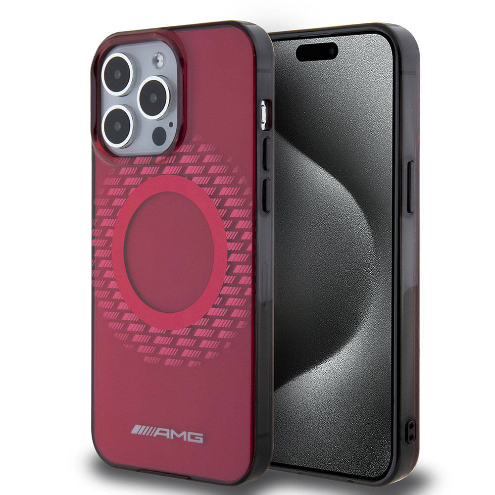 iPhone 15 Pro Max Kılıf AMG Orijinal Lisanslı M-safe Şarj Özellikli Eşkenar Dörtgen Desenli Transparan Kılıf