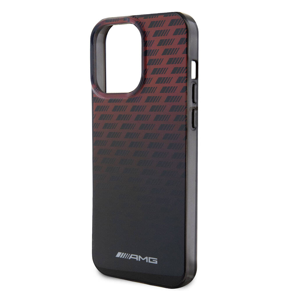 iPhone 15 Pro Max Kılıf AMG orijinal Lisanslı Çift Katmanlı Küçük Logolu Dörtgen Şerit Desenli Kılıf