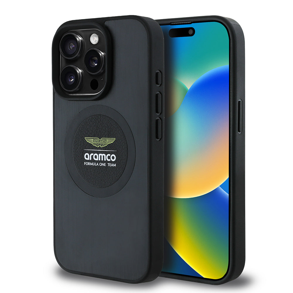 iPhone 15 Pro Max Kılıf Aston Martin Orijinal Lisanslı M-safe Şarj Özellikli Aluminyum Arka Yüzeyli Formula One Team Baskılı Kılıf