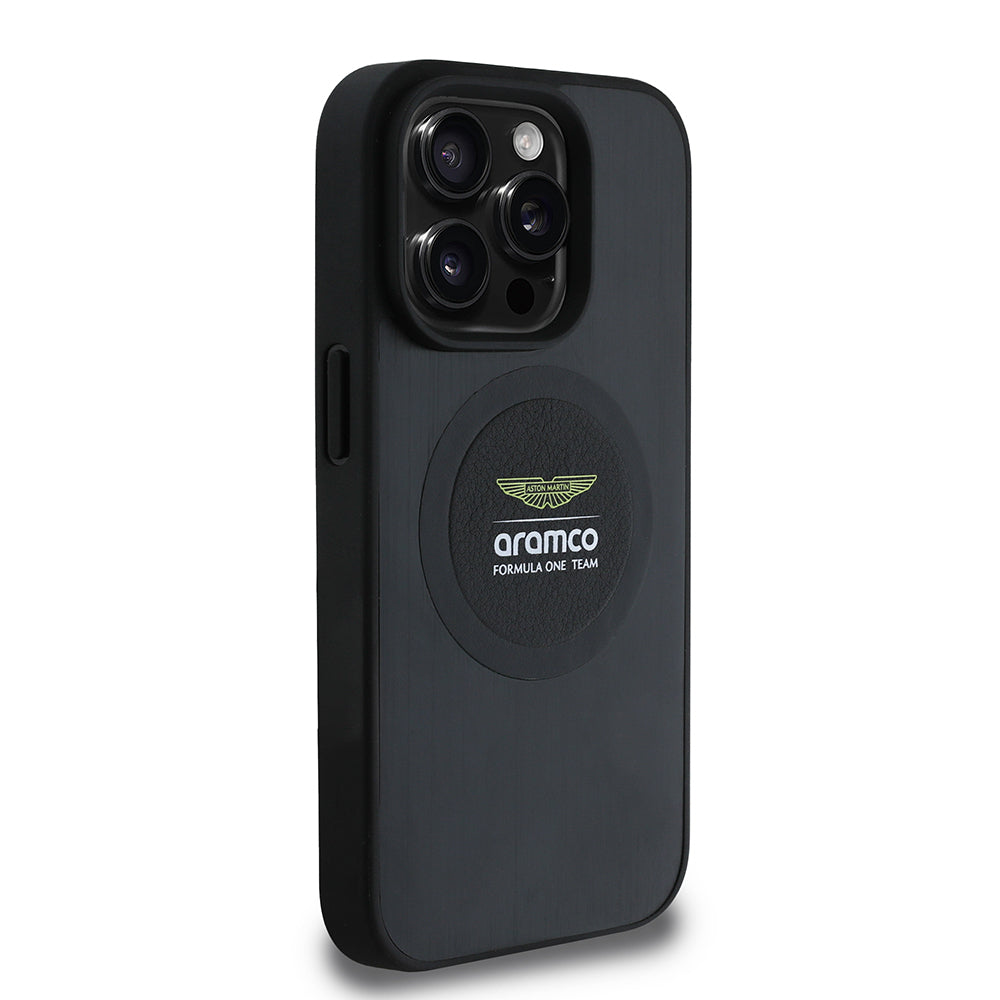 iPhone 15 Pro Max Kılıf Aston Martin Orijinal Lisanslı M-safe Şarj Özellikli Aluminyum Arka Yüzeyli Formula One Team Baskılı Kılıf