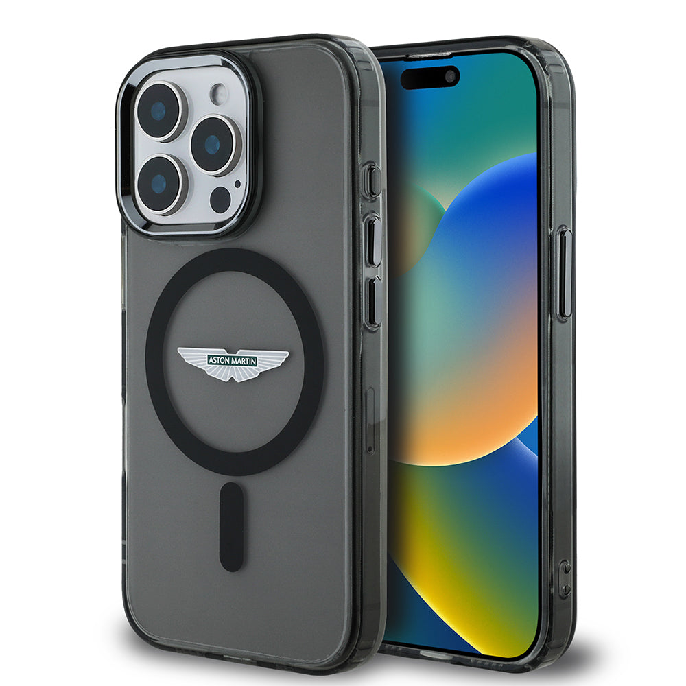 iPhone 15 Pro Max Kılıf Aston Martin Orijinal Lisanslı M-safe Şarj Özellikli IML Baskı Logolu Metal Düğmeli Kılıf