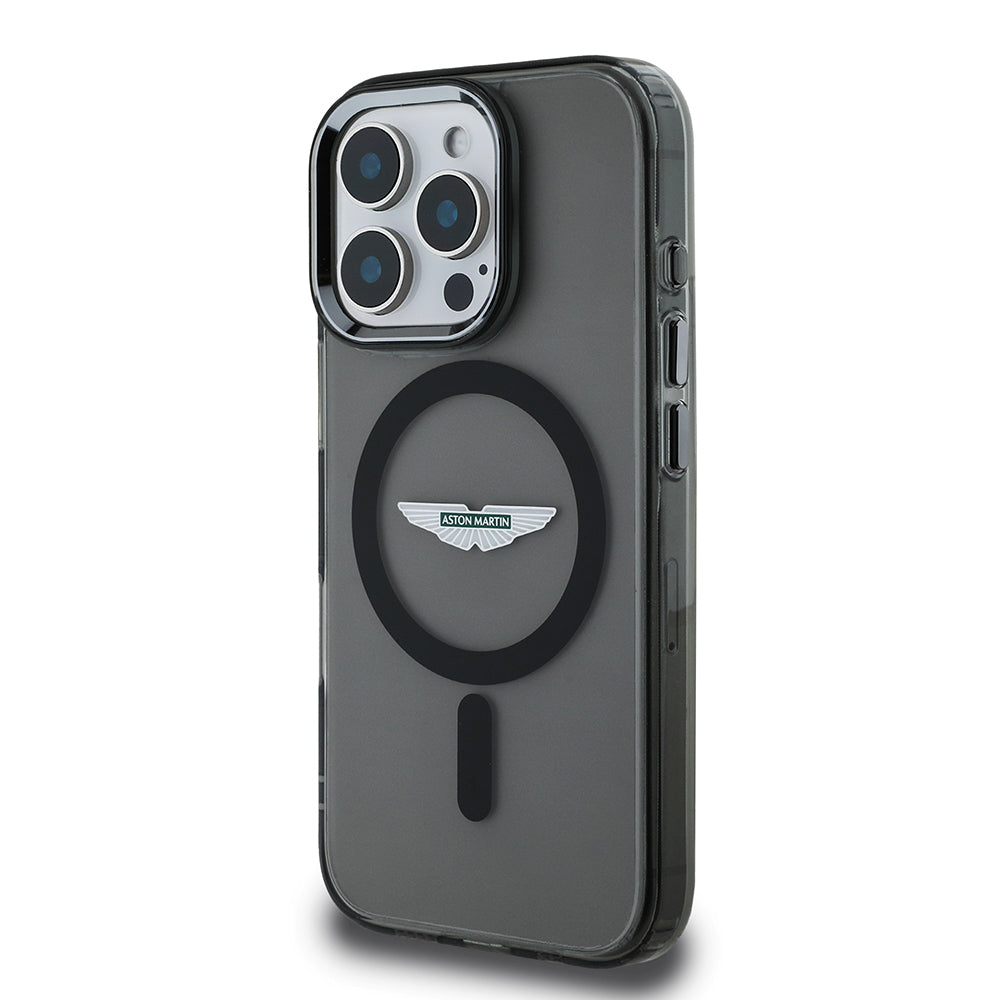 iPhone 15 Pro Max Kılıf Aston Martin Orijinal Lisanslı M-safe Şarj Özellikli IML Baskı Logolu Metal Düğmeli Kılıf