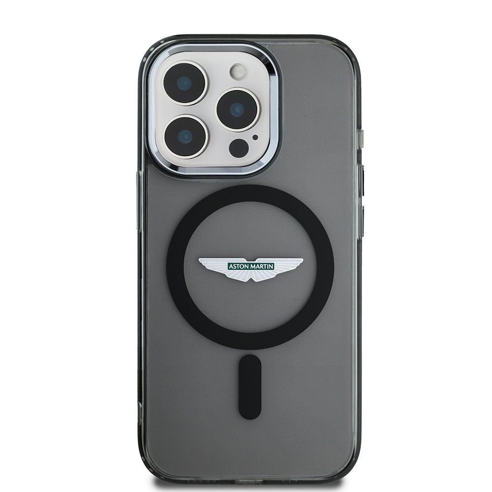 iPhone 15 Pro Max Kılıf Aston Martin Orijinal Lisanslı M-safe Şarj Özellikli IML Baskı Logolu Metal Düğmeli Kılıf