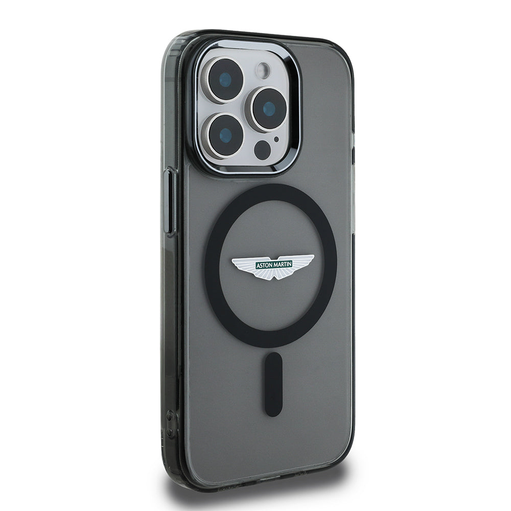 iPhone 15 Pro Max Kılıf Aston Martin Orijinal Lisanslı M-safe Şarj Özellikli IML Baskı Logolu Metal Düğmeli Kılıf