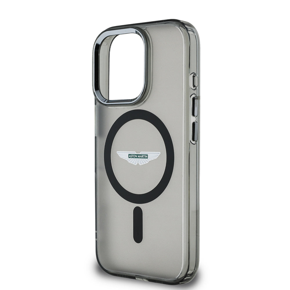 iPhone 15 Pro Max Kılıf Aston Martin Orijinal Lisanslı M-safe Şarj Özellikli IML Baskı Logolu Metal Düğmeli Kılıf