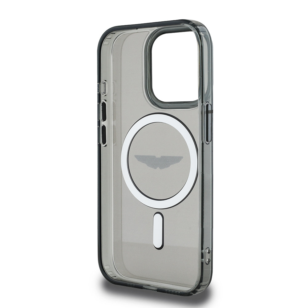 iPhone 15 Pro Max Kılıf Aston Martin Orijinal Lisanslı M-safe Şarj Özellikli IML Baskı Logolu Metal Düğmeli Kılıf