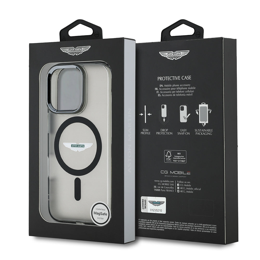 iPhone 15 Pro Max Kılıf Aston Martin Orijinal Lisanslı M-safe Şarj Özellikli IML Baskı Logolu Metal Düğmeli Kılıf