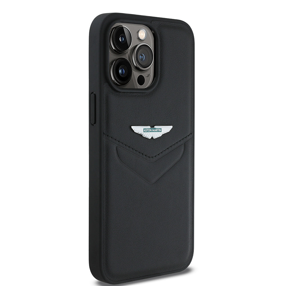 iPhone 15 Pro Max Kılıf Aston Martin Orijinal Lisanslı Victory Dizayn PU Deri Metal Logolu Kılıf