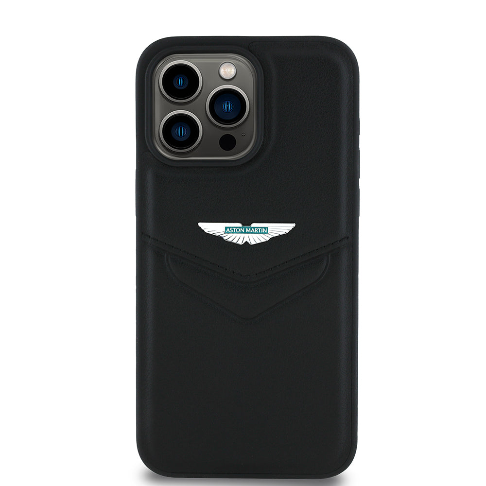 iPhone 15 Pro Max Kılıf Aston Martin Orijinal Lisanslı Victory Dizayn PU Deri Metal Logolu Kılıf