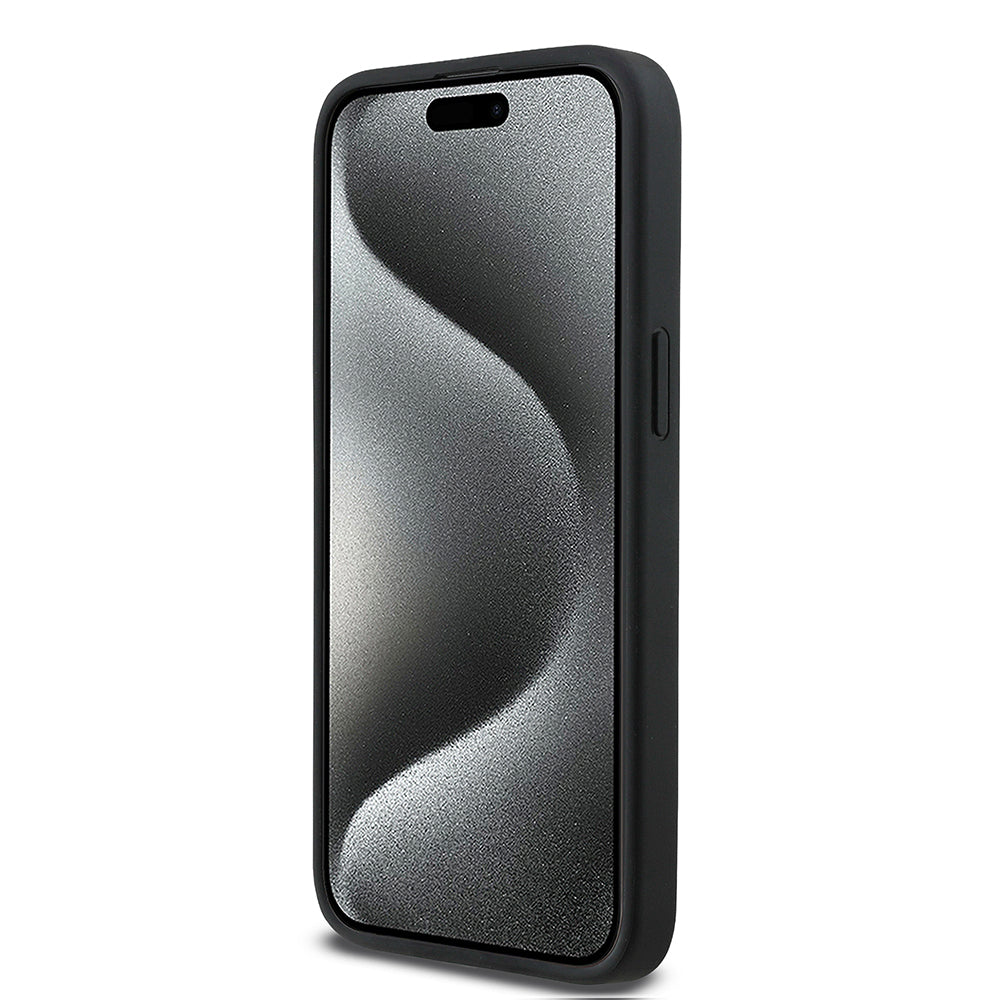 iPhone 15 Pro Max Kılıf BMW Orijinal Lisanslı Karbon Fiber Tasarımlı ve Metal Logolu PU Deri Kılıf