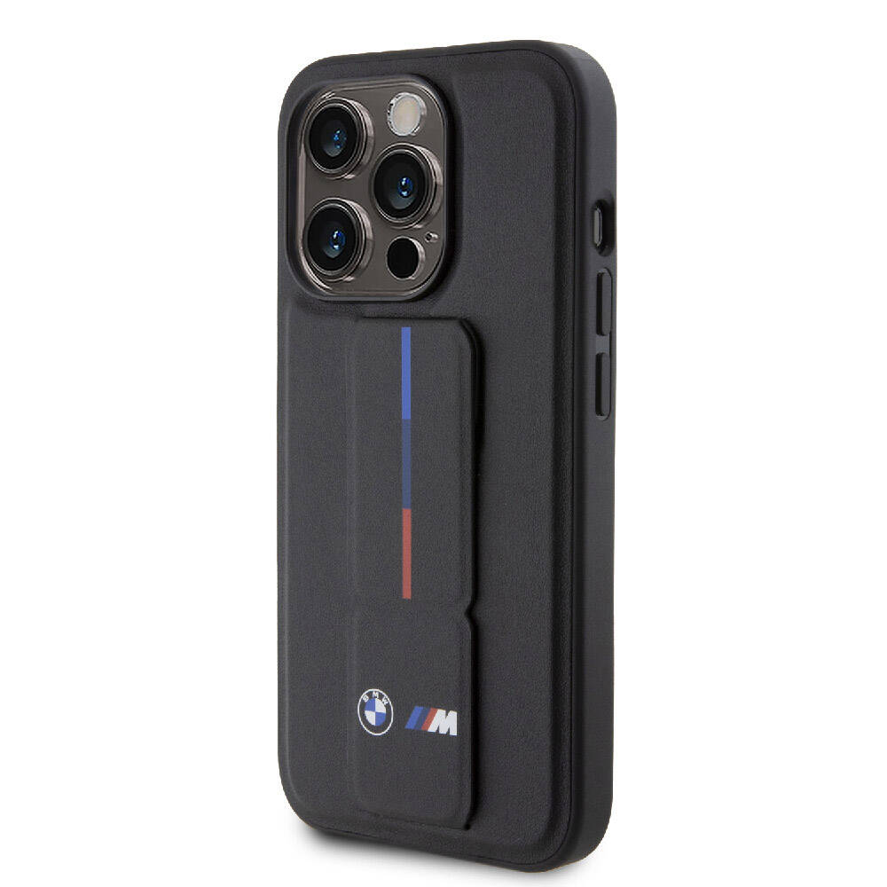 iPhone 15 Pro Max Kılıf BMW Orijinal Lisanslı M Şerit ve Logolu Standlı Kılıf