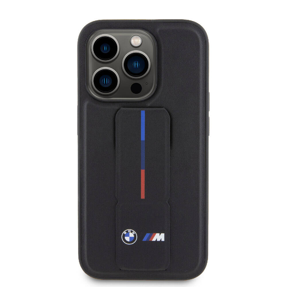 iPhone 15 Pro Max Kılıf BMW Orijinal Lisanslı M Şerit ve Logolu Standlı Kılıf