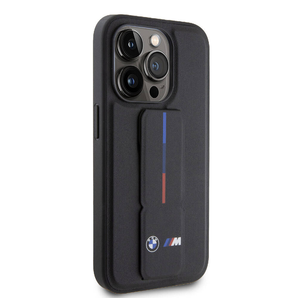 iPhone 15 Pro Max Kılıf BMW Orijinal Lisanslı M Şerit ve Logolu Standlı Kılıf