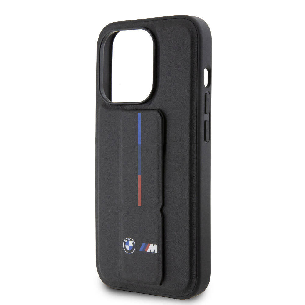 iPhone 15 Pro Max Kılıf BMW Orijinal Lisanslı M Şerit ve Logolu Standlı Kılıf