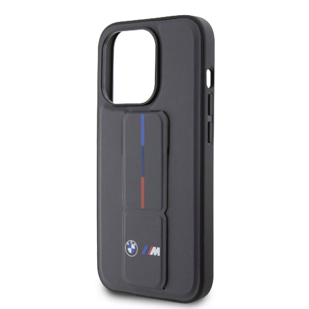 iPhone 15 Pro Max Kılıf BMW Orijinal Lisanslı M Şerit ve Logolu Standlı Kılıf