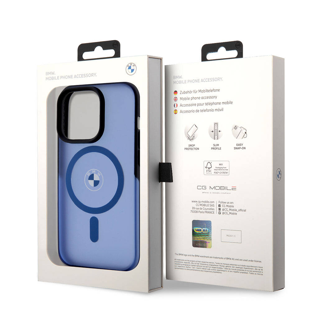 iPhone 15 Pro Max Kılıf BMW Orijinal Lisanslı M-safe Şarj Özellikli IML Baskı Logolu Buzlu Mat Kılıf