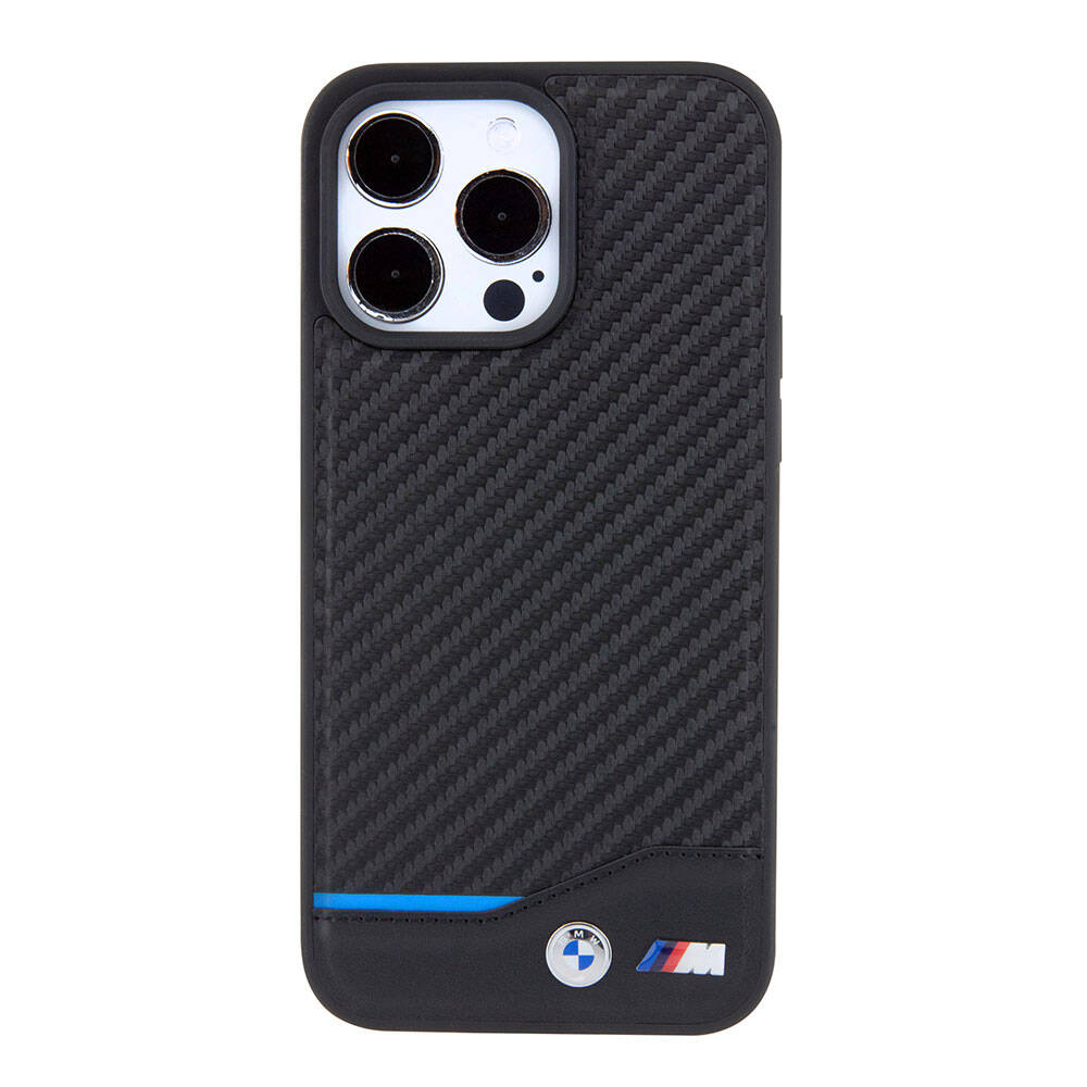 iPhone 15 Pro Max Kılıf BMW Orijinal Lisanslı M-safe Şarj Özellikli M Logolu PU Karbon Kılıf