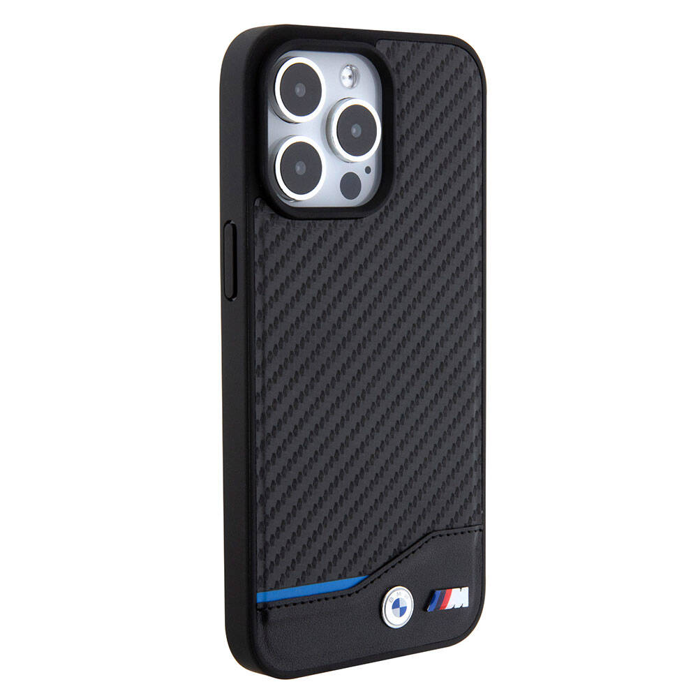 iPhone 15 Pro Max Kılıf BMW Orijinal Lisanslı M-safe Şarj Özellikli M Logolu PU Karbon Kılıf