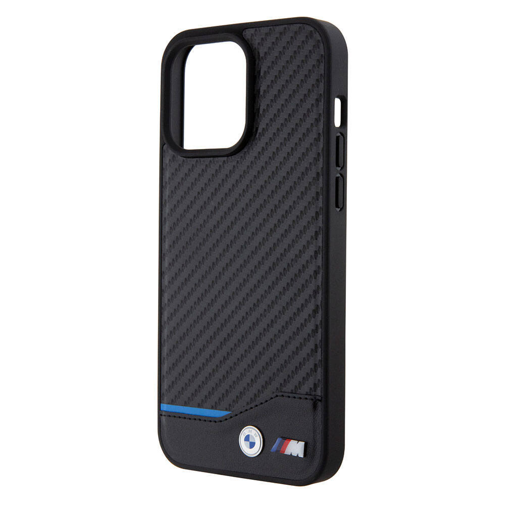 iPhone 15 Pro Max Kılıf BMW Orijinal Lisanslı M-safe Şarj Özellikli M Logolu PU Karbon Kılıf