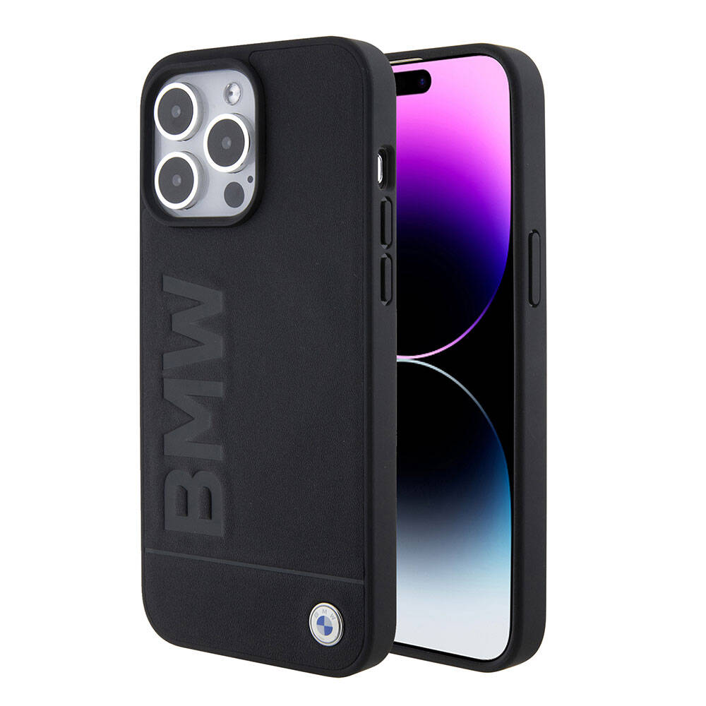 iPhone 15 Pro Max Kılıf BMW Orijinal Lisanslı M-safe Şarj Özellikli Sıcak Damga Logolu Deri Kılıf