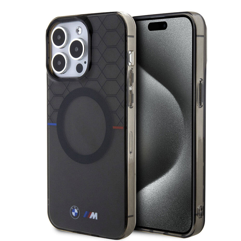 iPhone 15 Pro Max Kılıf BMW M-safe Şarj Özellikli Transparan M Dizayn Orijinal Lisanslı Kılıf