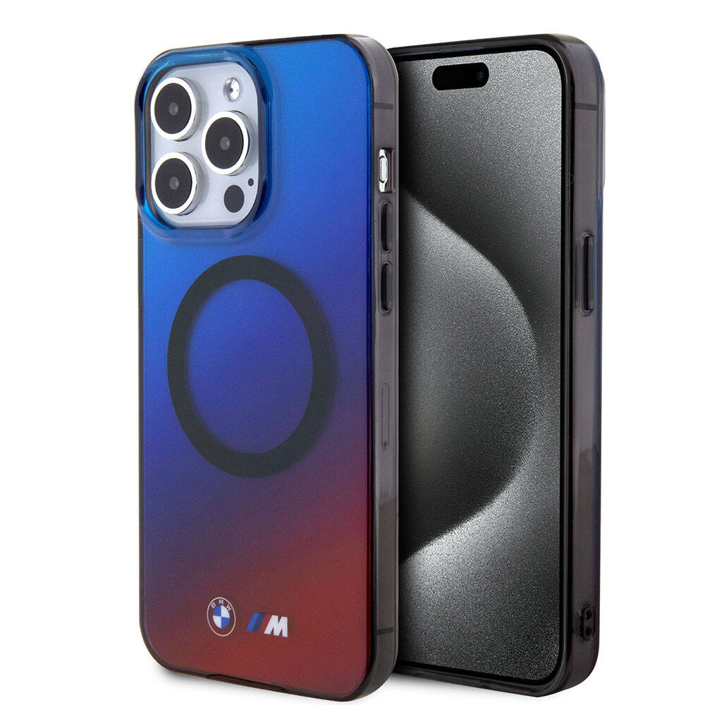 iPhone 15 Pro Max Kılıf BMW M-safe Şarj Özellikli Transparan Renk Geçişli Dizayn Orijinal Lisanslı Kılıf