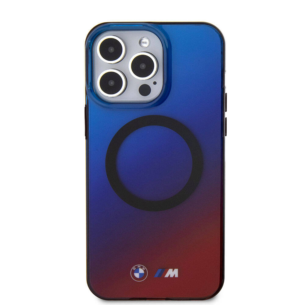 iPhone 15 Pro Max Kılıf BMW M-safe Şarj Özellikli Transparan Renk Geçişli Dizayn Orijinal Lisanslı Kılıf
