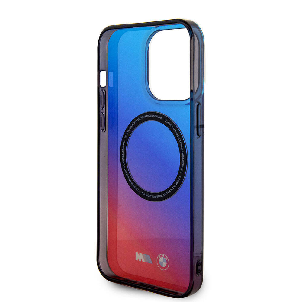 iPhone 15 Pro Max Kılıf BMW M-safe Şarj Özellikli Transparan Renk Geçişli Dizayn Orijinal Lisanslı Kılıf