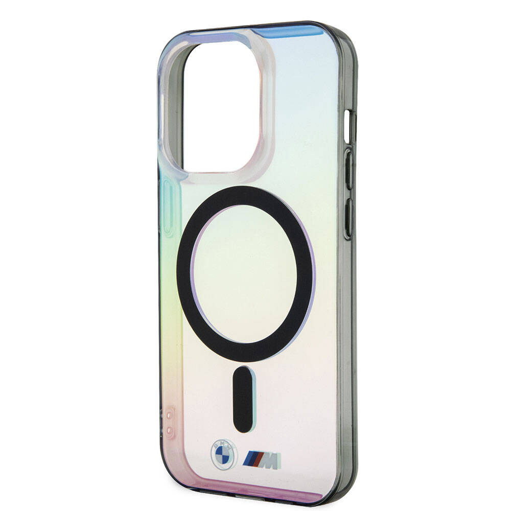 iPhone 15 Pro Max Kılıf BMW M-safe Şarj Özellikli Transparan Renk Geçişli Iridescent Orijinal Lisanslı Kılıf