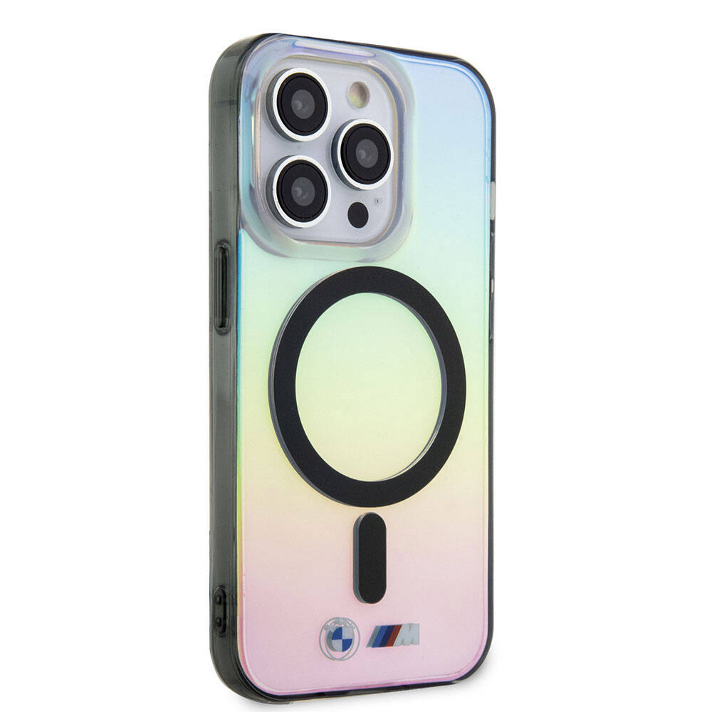 iPhone 15 Pro Max Kılıf BMW M-safe Şarj Özellikli Transparan Renk Geçişli Iridescent Orijinal Lisanslı Kılıf