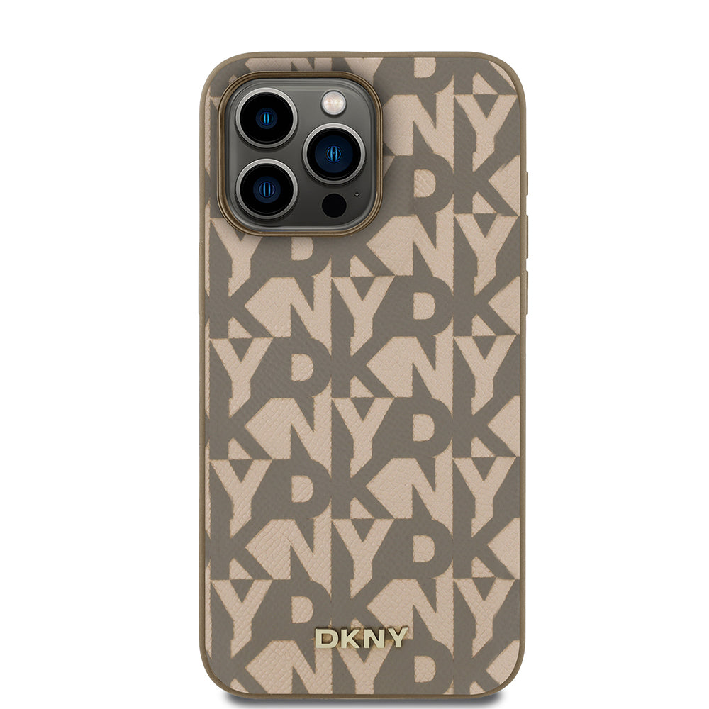 iPhone 15 Pro Max Kılıf DKNY Orijinal Lisanslı M-safe Şarj Özellikli 3D Yazılı Grid Pattern Kılıf