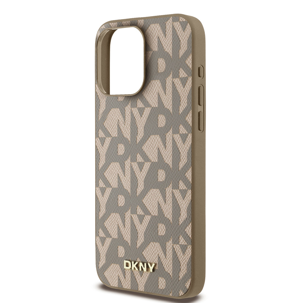 iPhone 15 Pro Max Kılıf DKNY Orijinal Lisanslı M-safe Şarj Özellikli 3D Yazılı Grid Pattern Kılıf