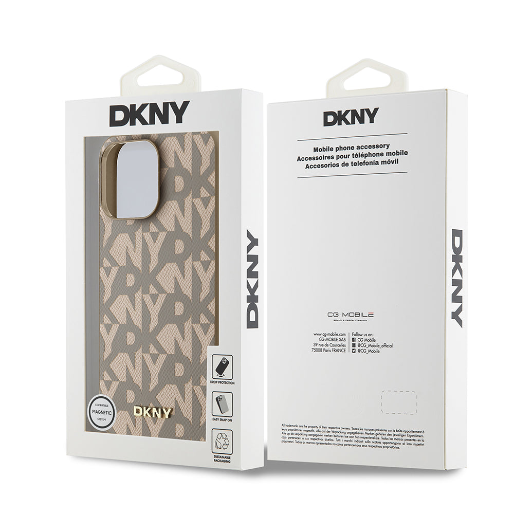 iPhone 15 Pro Max Kılıf DKNY Orijinal Lisanslı M-safe Şarj Özellikli 3D Yazılı Grid Pattern Kılıf