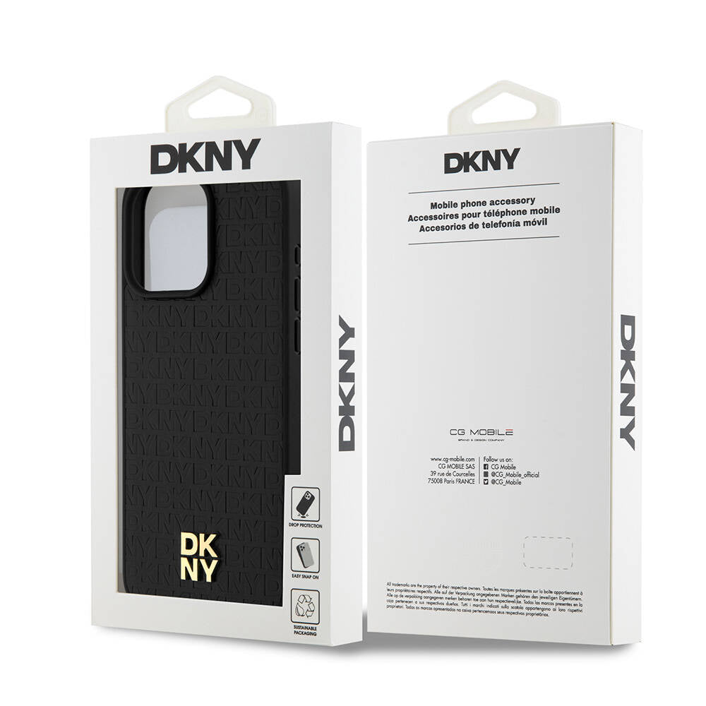 iPhone 15 Pro Max Kılıf DKNY Orijinal Lisanslı M-safe Şarj Özellikli 3D Yazılı Repeat Pattern Kılıf