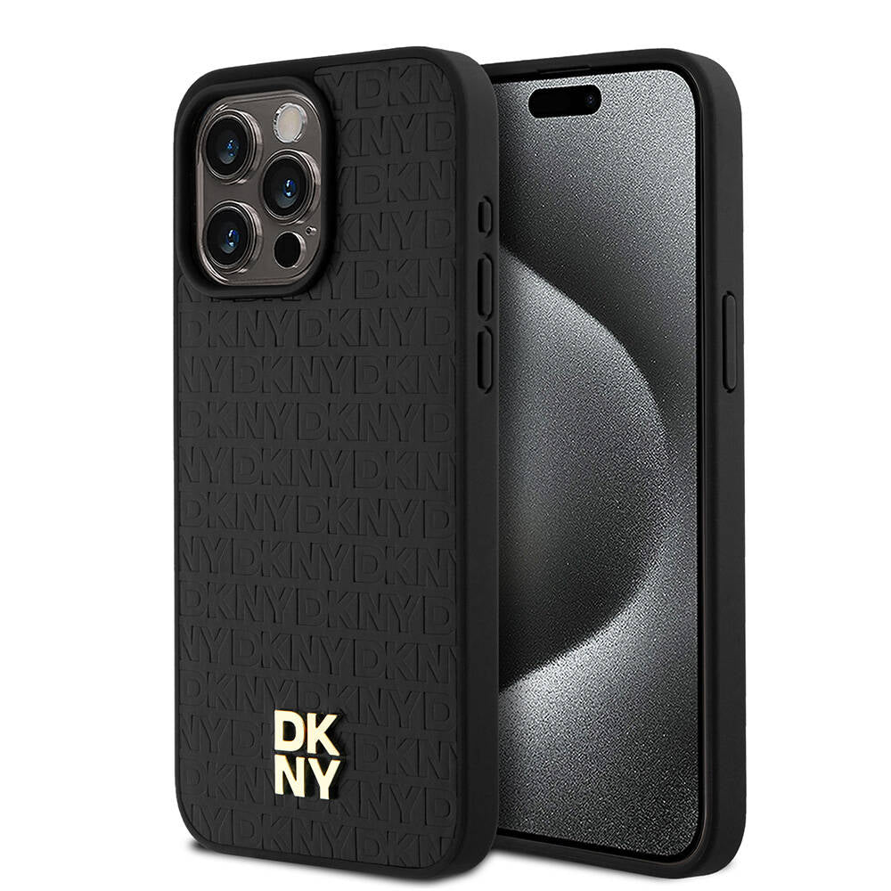 iPhone 15 Pro Max Kılıf DKNY Orijinal Lisanslı M-safe Şarj Özellikli 3D Yazılı Repeat Pattern Kılıf