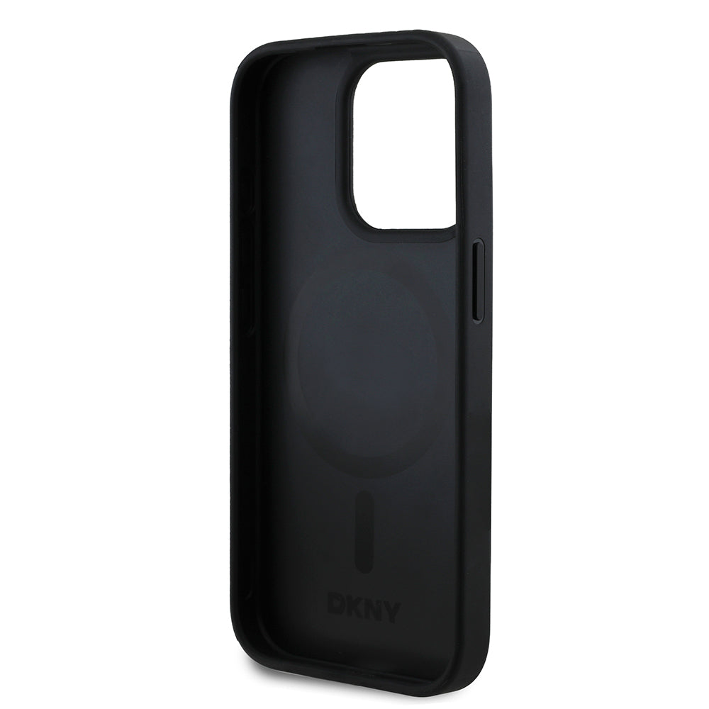 iPhone 15 Pro Max Kılıf DKNY Orjinal Lisanslı M-safe Şarj Özellikli 3D Yazılı Grid Pattern Kılıf