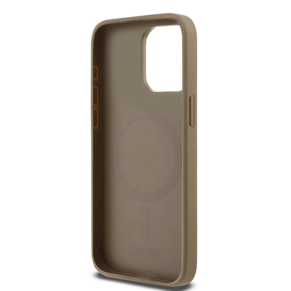 iPhone 15 Pro Max Kılıf DKNY Orjinal Lisanslı M-safe Şarj Özellikli 3D Yazılı Grid Pattern Kılıf