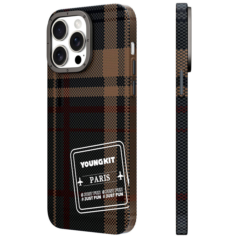 iPhone 15 Pro Max Kılıf Ekose Desenli Youngkit Gezhi Serisi Kılıf
