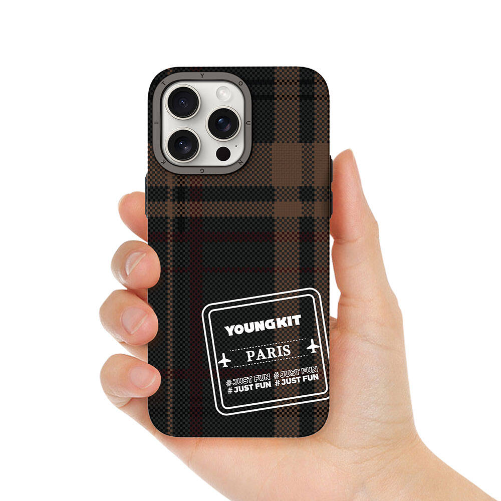 iPhone 15 Pro Max Kılıf Ekose Desenli Youngkit Gezhi Serisi Kılıf