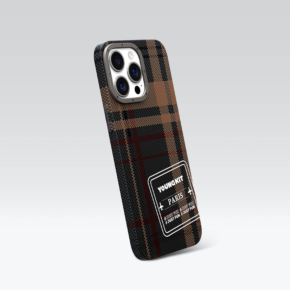iPhone 15 Pro Max Kılıf Ekose Desenli Youngkit Gezhi Serisi Kılıf