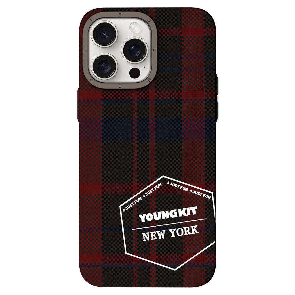 iPhone 15 Pro Max Kılıf Ekose Desenli Youngkit Gezhi Serisi Kılıf