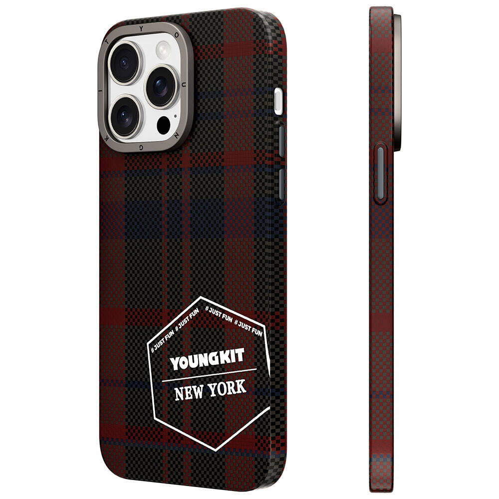 iPhone 15 Pro Max Kılıf Ekose Desenli Youngkit Gezhi Serisi Kılıf