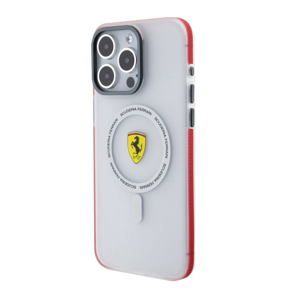iPhone 15 Pro Max Kılıf Ferrari Orijinal Lisanslı M-safe Şarj Özellikli Kontrast Bumper SF Ring Kılıf