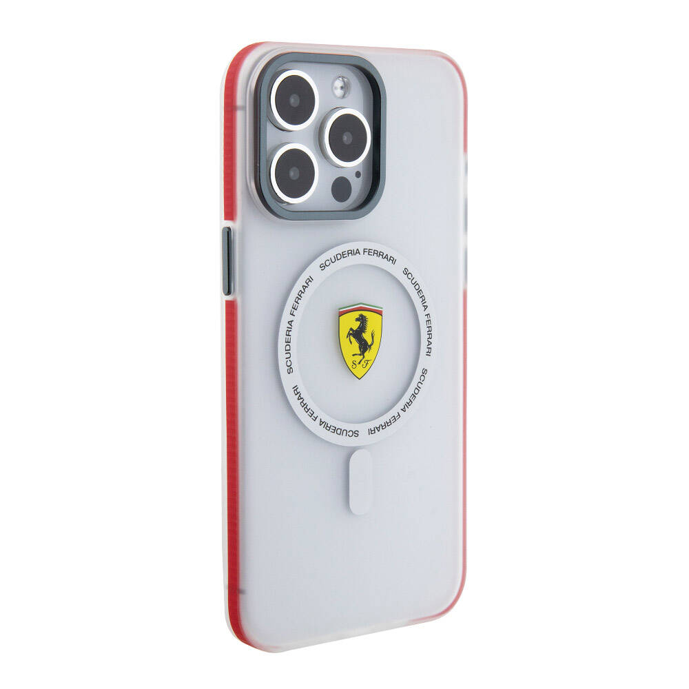 iPhone 15 Pro Max Kılıf Ferrari Orijinal Lisanslı M-safe Şarj Özellikli Kontrast Bumper SF Ring Kılıf