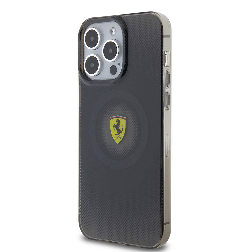 iPhone 15 Pro Max Kılıf Ferrari Orijinal Lisanslı M-safe Şarj Özellikli Parçalanan Noktalar Desenli Kılıf