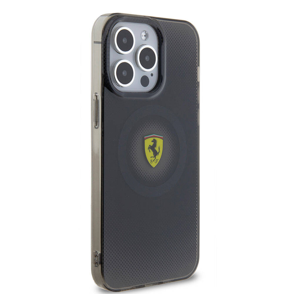 iPhone 15 Pro Max Kılıf Ferrari Orijinal Lisanslı M-safe Şarj Özellikli Parçalanan Noktalar Desenli Kılıf