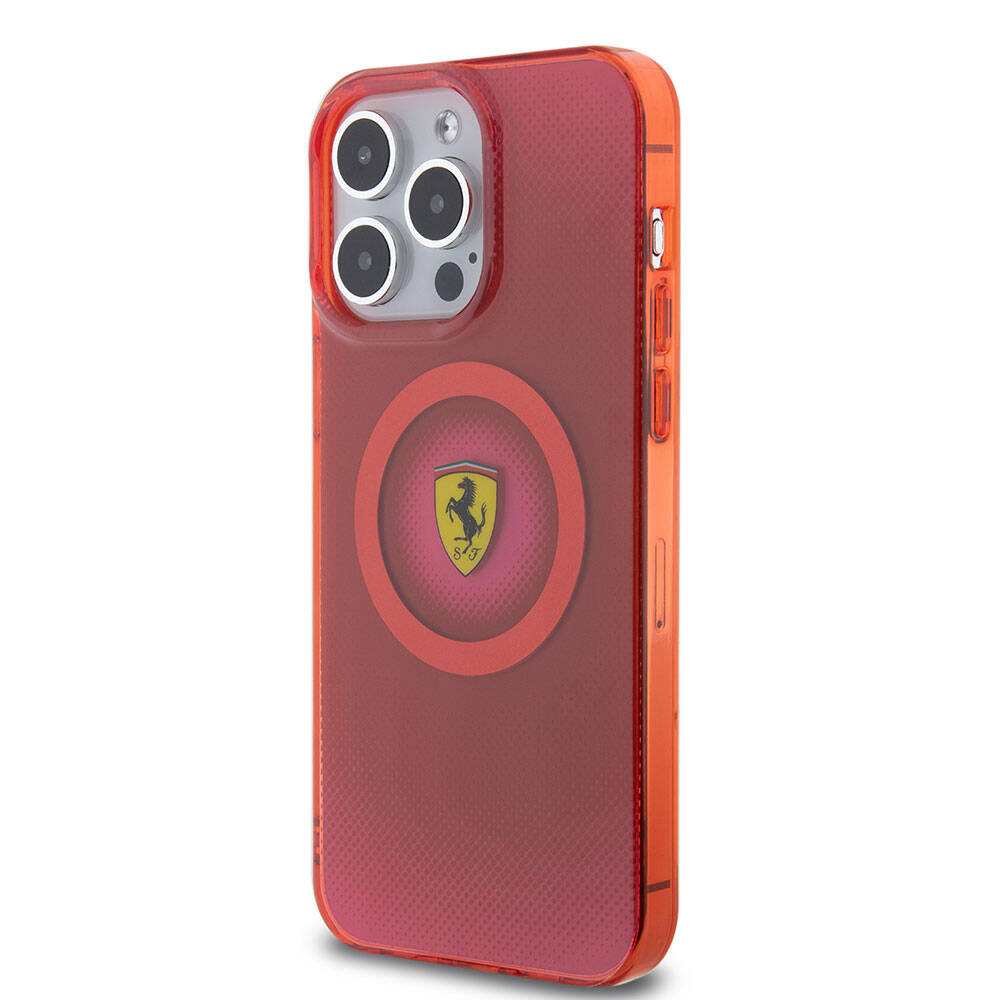 iPhone 15 Pro Max Kılıf Ferrari Orijinal Lisanslı M-safe Şarj Özellikli Parçalanan Noktalar Desenli Kılıf
